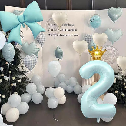LilyZheng Baby Blue Number 2 Foil Balloon Set, 40 Inch Number Balloon - Image 5
