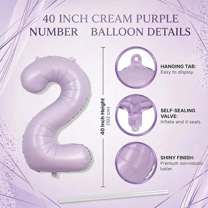 Cream Purple Number 12 Balloon 40 Inch, Foil Digits - Image 4