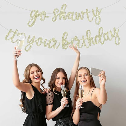 BEISHIDA Light Gold Go Shawty It's Your Birthday Banner - Image 4