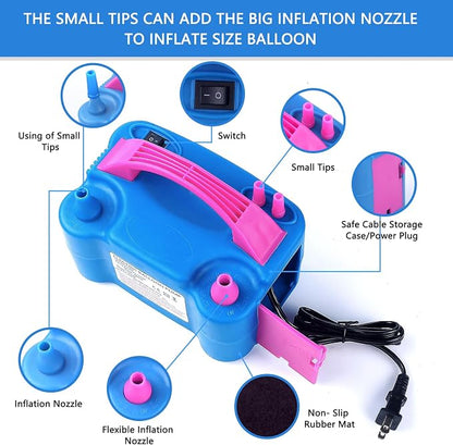 Balloon Pump Electric, 110V 600W Balloon Blower Inflator Dual Nozzle Air Pump - Image 2