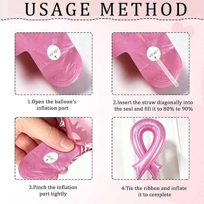 Breast Cancer Awareness Jumbo Foil Balloons Pink Ribbon Foil Balloons | 42" - Image 3