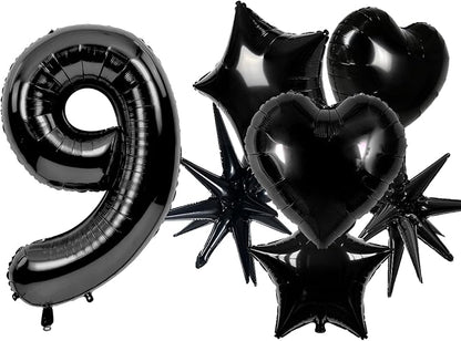TONIFUL 9th Birthday Balloons Kit 40 Inch Black Large Number 9 Foil Balloon | by TONIFUL