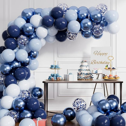 AULE 50Pcs Blue 12 Inch Latex Metallic Confetti Mix Balloons | Helium Thicken - Image 2
