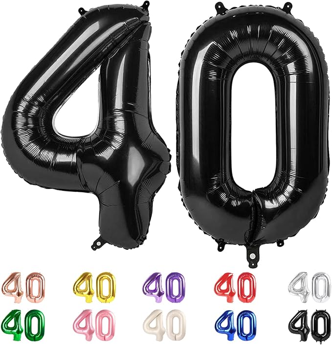40 Balloon Numbers for 40th Birthday Decorations Women Men Party, Inflation by Mluchee