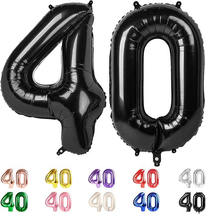40 Balloon Numbers for 40th Birthday Decorations Women Men Party, Inflation by Mluchee