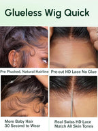KLAIYI Body Wave Bye Bye Knots Glueless Wig 7x5 Pre Cut Lace Front Wigs Human Hair Wear and Go Wigs for Beginners Pre Bleached Pre Plucked Pre Everything 3S Easy to Ready to Wear Loose Wave Wig 24Inch