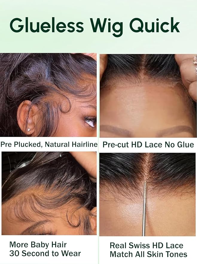 KLAIYI Body Wave Bye Bye Knots Glueless Wig 7x5 Pre Cut Lace Front Wigs Human Hair Wear and Go Wigs for Beginners Pre Bleached Pre Plucked Pre Everything 3S Easy to Ready to Wear Loose Wave Wig 18Inch
