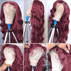 Burgundy Wig Human Hair 13x4 99j Burgundy Lace Front Wigs Human Hair Pre Plucked HD Transparent Lace Frontal Wigs Red Colored Wig 24 Inch
