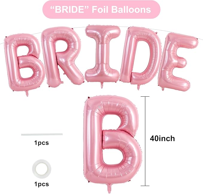 TONIFUL 40 Inch Large Pink Bride Balloons, Giant Jumbo Helium Foil Mylar Big - Image 2
