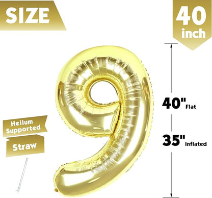 40 Inch Light Gold Number 9 Balloon, Champagne Birthday Party Decorations | 40 - Image 5