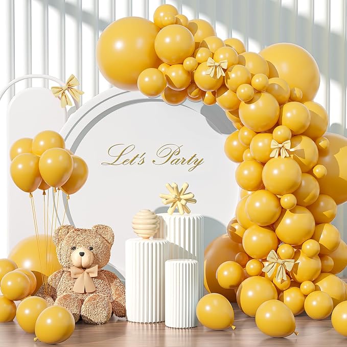 Mustard Yellow Balloons Different Sizes 135pcs 18 12 10 5 Inch Fall Balloons by YISHEBAPA