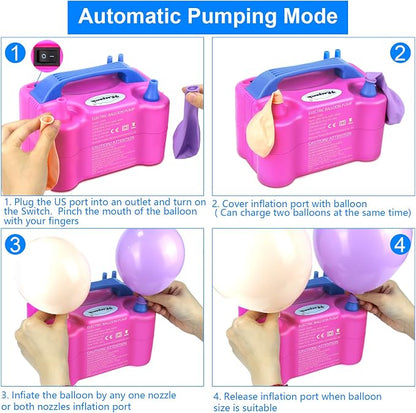 Balloon Pump, Electric Balloon Pump, Portable Dual Nozzles Electric Balloon Air - Image 7