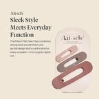 Kitsch Flat Claw Clips for Women - Strong Grip, Comfortable Design | Durable Plastic, Glossy Finish | Lay Down Claw Clip | For All Hair Types | Ideal Gifts for Women - Terracotta, 3pcs