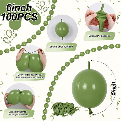 Sage Green Linking Balloons, Fall Thanksgiving Boho Birthday Bridal Baby Shower - Image 2