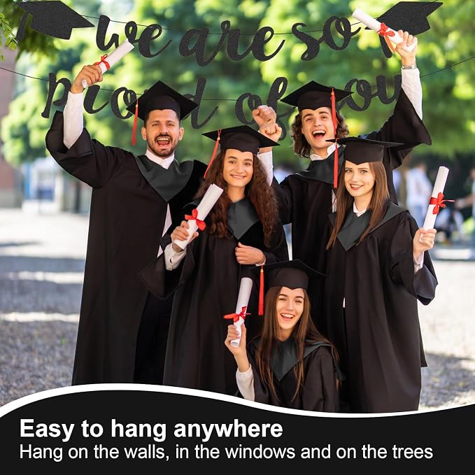 2026 Graduation Decorations Pre-Strung Blingbling We Are So Proud of You Banner - Image 3