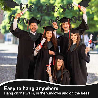 2026 Graduation Decorations Pre-Strung Blingbling We Are So Proud of You Banner - Image 3
