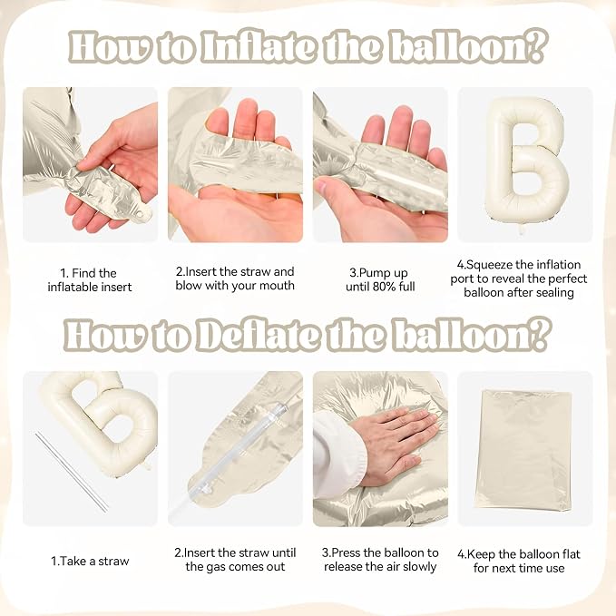 40 Inch Beige Oh Boy Balloons, Large Cream White OH BOY Balloon Letters - Image 9