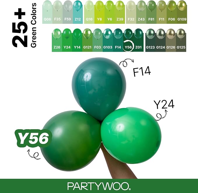PartyWoo Dark Green Balloons 145pcs Emerald Hunter Forest Green Color | - Image 4