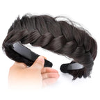DIGUAN Wide Messy Braided Headband With Teeth Synthetic Hair Plaited Headband High Elasticity Braids Chunky Fishtail Braided Hair Band Hairpiece for Girls Women (Brunette Brown)