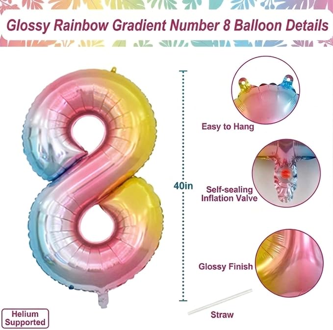 Rainbow Ombre Number 18 Balloon 40 Inch Pastel Foil Decor - Image 4