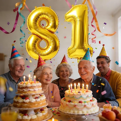 40 Inch Number 81 Balloons for 81st Birthday Party Decorations, 0-100 Gold - Image 2