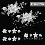14 Pcs Flower Girl Hair Accessory Bridal Hair Clips Handmade Silver Leaf Floral Pearls Crystal Design with Mini Flower Hair Accessories for Girls & Women (white)