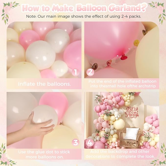 Pink and Yellow Balloon Arch Garland Kit 157pcs, Pastel Pink Light Pink Yellow - Image 3