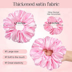 CEELGON Large Silk Satin Scrunchies for Women Big Scrunchies Jumbo Satin Hair Ties Oversized Hair Scrunchies for Thick Curly Hair Pack of 6 (Pink)