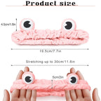 Jowmoy Pink Frog Eye Elastic Headband - Versatile for Spa, Skincare, Makeup, Face Wash, Fun Gift for Women (1 Pack)