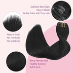 PINKPEARL Clip in Hair Extensions Real Human Hair #1 Jet Black Human Hair Extensions Clip ins 20 inch Extensions Human Hair Clip 120g 7pcs Straight Thick Natural Human Hair(#1-20)