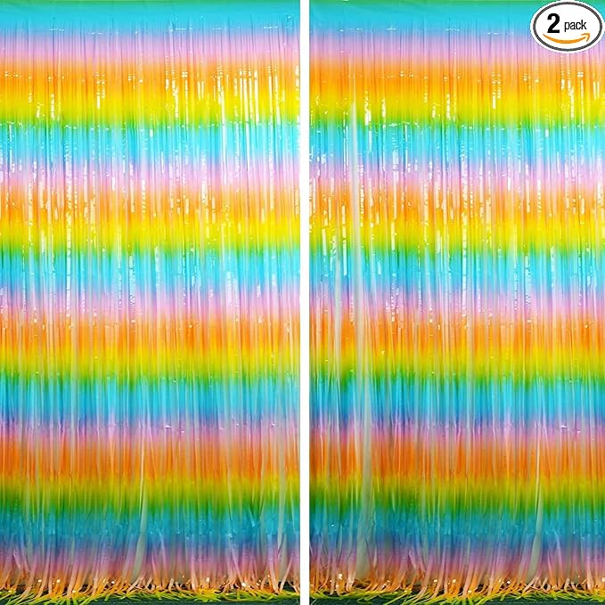 BRAVESHINE Colourful Fringe Curtains | Holidays Party Streamers Backdrop | 2Pcs by BRAVESHINE