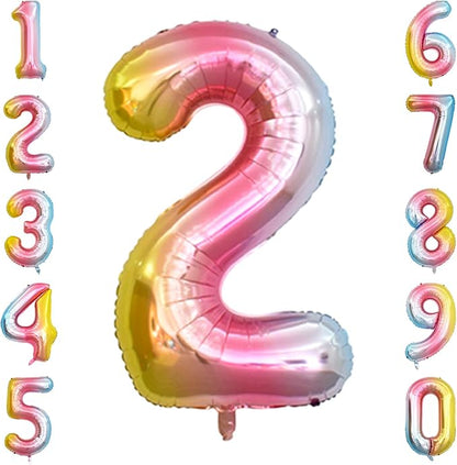 Rainbow Ombre Number 2 Balloon 40 Inch, Pastel Foil by Unknown