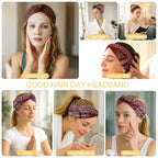 Artilady 6 Pack Boho Headbands for Women - Wide Bandana Headband Non Slip Stretchy Cheetah Paisley Print Turban Headwarp Twisted for Girls