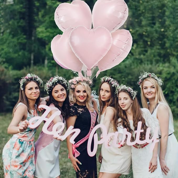 TONIFUL 15 Pcs Baby Pink Heart Balloons 18 Inch Heart Shape Foil Balloon | - Image 3