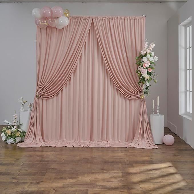10 ft x 10 ft Dusty Pink Backdrop Curtains by Outpain