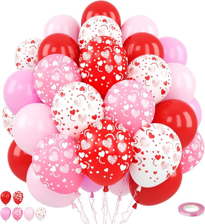 Red and Pink Balloons, for Valentine’s Day Wedding Engagement Anniversary Baby by Paready