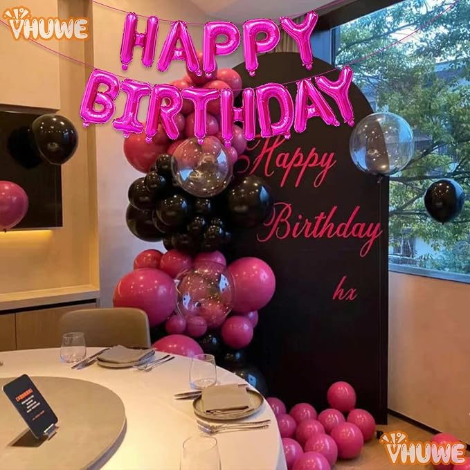16 Inch Happy Birthday Balloon, Hot Pink Happy Birthday Balloons Banner - Image 7