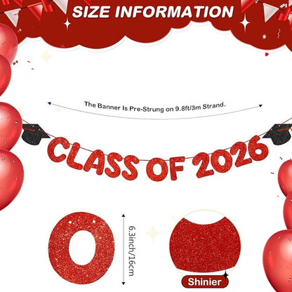 Fulmoon Congrats Grad Class of 2026 Banner Graduation Party Decor Class of 2026 - Image 2