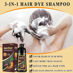 Coffee Hair Dye Shampoo 3 in 1, Long-lasting & Natual Hair Color Shampoo, Herbal Ingredients Natural Shampoo Hair Dye Effect in Minutes for Men Women 500ml