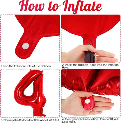 Red Number 4 Balloon 40 Inch, Big Large Foil Helium Number Balloons, Jumbo - Image 7