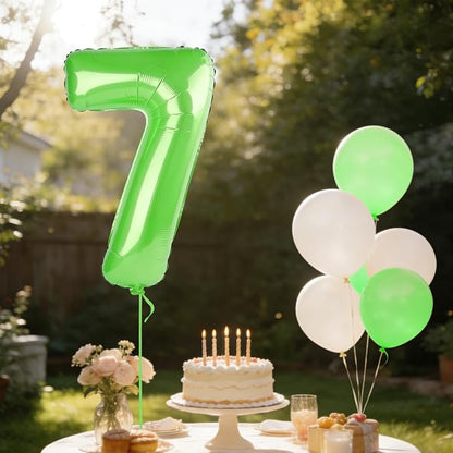 40 Inch Number 7 Balloons for 7th Birthday Party Decorations, 0-100 Fruit Green - Image 3