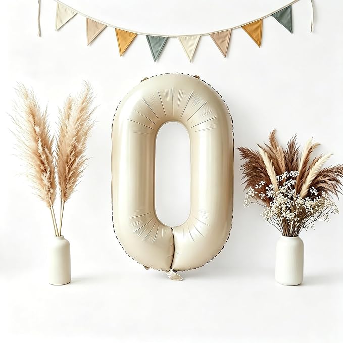 CARGEN 40 Inch Creamy White Number 0 Balloon Boho Neutral Party Decoration | by CARGEN