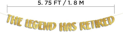 Pre-Strung The Legend Has Retired Gold Glitter Banner - Image 6