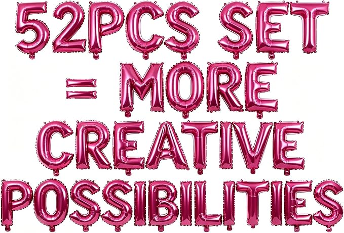 52 Pcs Hot Pink Letter Balloons, Custom 2 Set A-Z Set by GOGAKIE