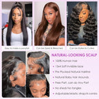 Hermosa 220% 13x4 Lace Front Wigs Human Hair Pre Plucked with Baby Hair 28 inch 12A Brazilian Straight Human Hair Wigs for Women Natural Hairline Natural Color
