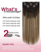Moresoo Brown to Blonde Clip in Hair Extensions Ombre Human Hair Clip in Extensions Straight Balayage Hair Extensions for Women Ombre Dark to Ash Brown with Dark Blonde for Short 5pcs 80g 10inch
