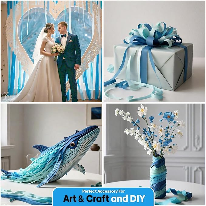 4 Blue Streamers, 328ft Pack of Crepe Paper Bachelorette Party Decorations | - Image 4