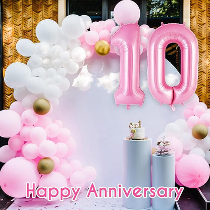 Pink Number 10 Balloon, 40 Inch Big Large Foil Helium Number Balloons, Giant - Image 6