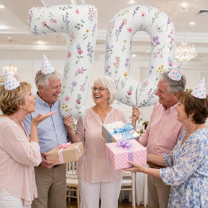 Flower Number 70 Balloons for Wildflower Theme 70th Birthday Party Decor | 40'' - Image 4