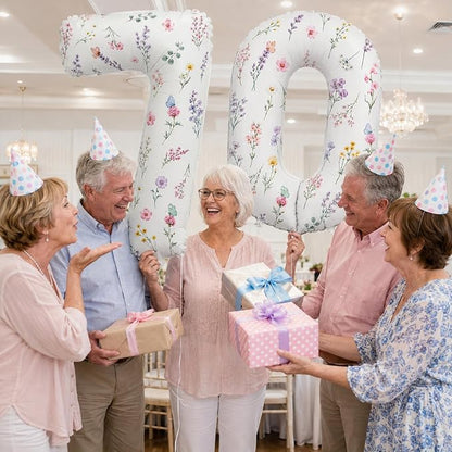 Flower Number 70 Balloons for Wildflower Theme 70th Birthday Party Decor | 40'' - Image 4